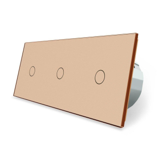 Сенсорный выключатель 3 сенсора (1-1-1) Livolo золото стекло (VL-C701/C701/C701-13)