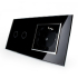 Сенсорный выключатель 2 сенсора 1 розетка Livolo черный хром стекло (VL-C702/C7C1EU-12C)