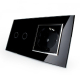 Сенсорный выключатель 2 сенсора 1 розетка Livolo черный хром стекло (VL-C702/C7C1EU-12C)