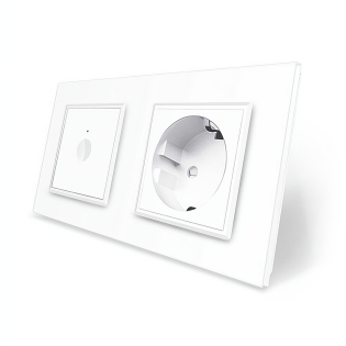 Сенсорный выключатель Sense 1 сенсор 1 розетка Livolo белый стекло (VL-C7FC1/FCTC16A-4WP)