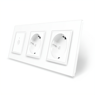 Сенсорный выключатель Sense 1 сенсор 2 розетки Livolo белый стекло (VL-C7FC1/FCTC16A/FCTC16A-6WP)