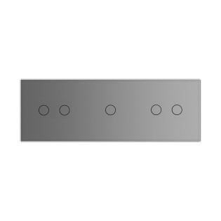 Сенсорный выключатель 5 сенсоров (2-1-2) Livolo серый стекло (VL-C702/C701/C702-15)