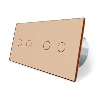 Сенсорный выключатель 4 сенсора (2-2) Livolo золото стекло (VL-C702/C702-13)