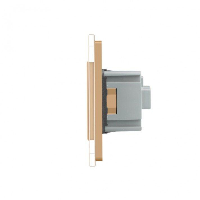 Сенсорный выключатель 2 сенсора 1 розетка Livolo золото стекло (VL-C702/C7C1EU-13)