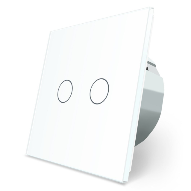 Сенсорный выключатель 2 сенсора Livolo белый стекло (VL-C702-11)