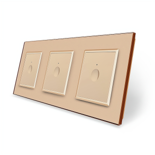 Сенсорный выключатель Sense 3 сенсора (1-1-1) Livolo золотой стекло (VL-C7FC1/FC1/FC1-6AP)