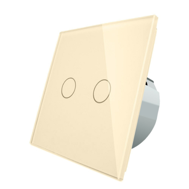 Сенсорный выключатель 2 сенсора Livolo бежевый стекло (VL-C702-16)