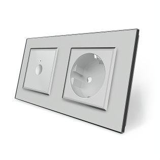 Сенсорный выключатель Sense 1 сенсор 1 розетка Livolo серый стекло (VL-C7FC1/FCTC16A-4IP)