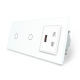 Сенсорный выключатель 2 сенсора (1-1) 1 USB 1 универсальная розетка Livolo белый стекло
