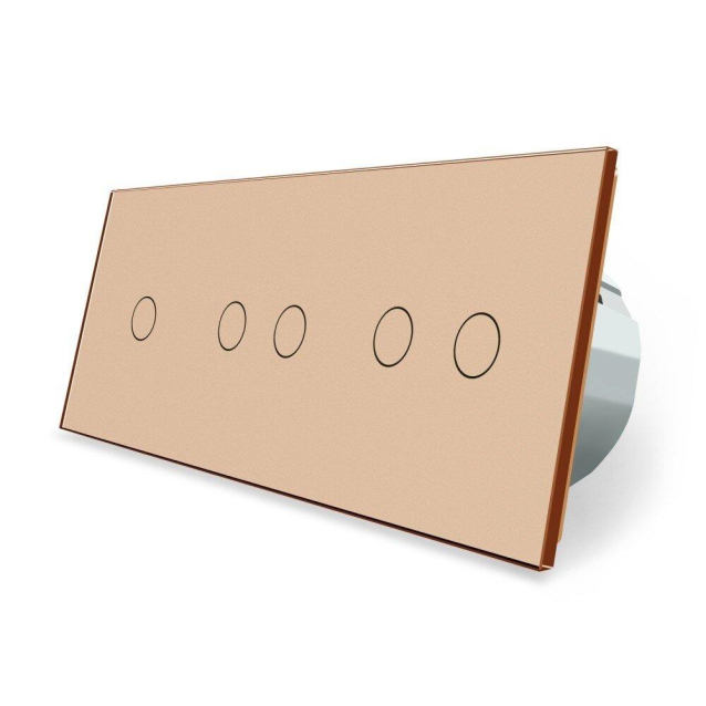 Сенсорный выключатель 5 сенсоров (1-2-2) Livolo золото стекло (VL-C701/C702/C702-13)