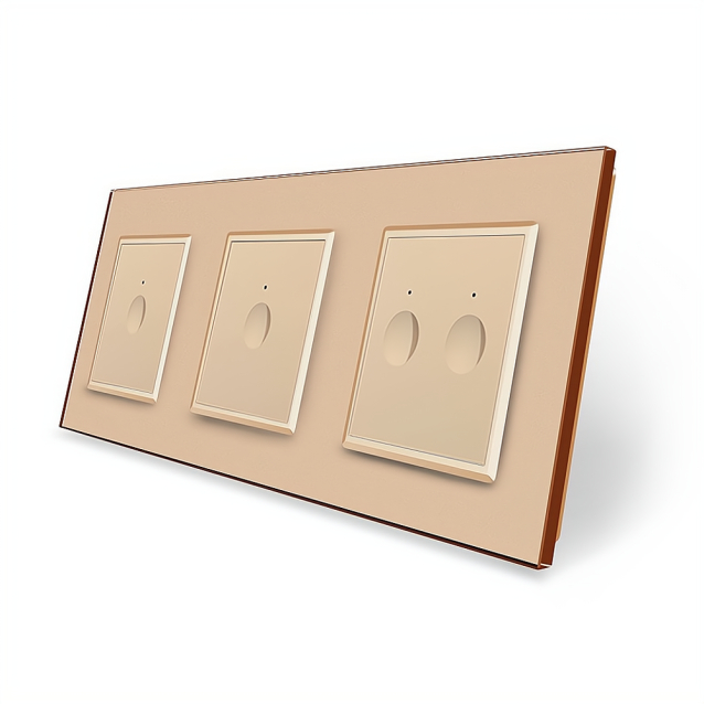 Сенсорный выключатель Sense 4 сенсора (1-1-2) Livolo золотой стекло (VL-C7FC1/FC1/FC2-6AP)