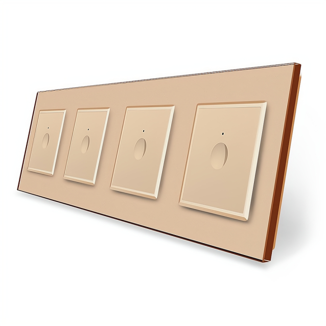 Сенсорный выключатель Sense 4 сенсора (1-1-1-1) Livolo золотой стекло (VL-C7FC1/FC1/FC1/FC1-8AP)