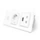 Сенсорный выключатель 1 сенсор 1 розетка 1 USB 1 розетка универсальная Livolo белый стекло