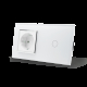 Сенсорный выключатель 1 сенсор 1 розетка Livolo белый хром стекло (VL-C701/C7C1EU-11C)