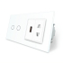 Сенсорный выключатель 2 сенсора 1 USB 1 розетка универсальная Livolo белый стекло (VL-C702/C7USBC1A-11)