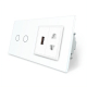Сенсорный выключатель 2 сенсора 1 USB 1 розетка универсальная Livolo белый стекло (VL-C702/C7USBC1A-11)
