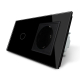 Сенсорный выключатель 1 сенсор 1 розетка Livolo черный стекло (VL-C701/C7C1EU-12)