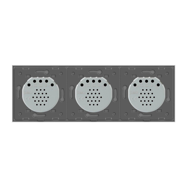 Сенсорный выключатель 4 сенсора (1-1-2) Livolo серый стекло (VL-C701/C701/C702-15)