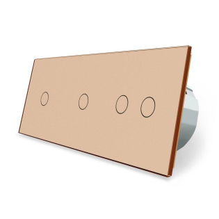 Сенсорный выключатель 4 сенсора (1-1-2) Livolo золото стекло (VL-C701/C701/C702-13)