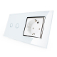 Сенсорный выключатель 2 сенсора 1 розетка Livolo белый хром стекло (VL-C702/C7C1EU-11C)