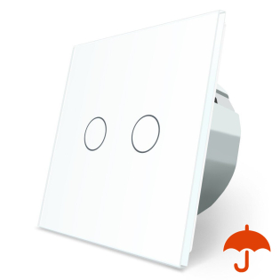 Сенсорный выключатель с защитой от брызг 2 сенсора Livolo белый стекло (VL-C702-IP-11)