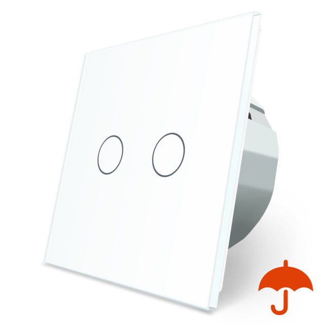 Сенсорный выключатель с защитой от брызг 2 сенсора Livolo белый стекло (VL-C702-IP-11)