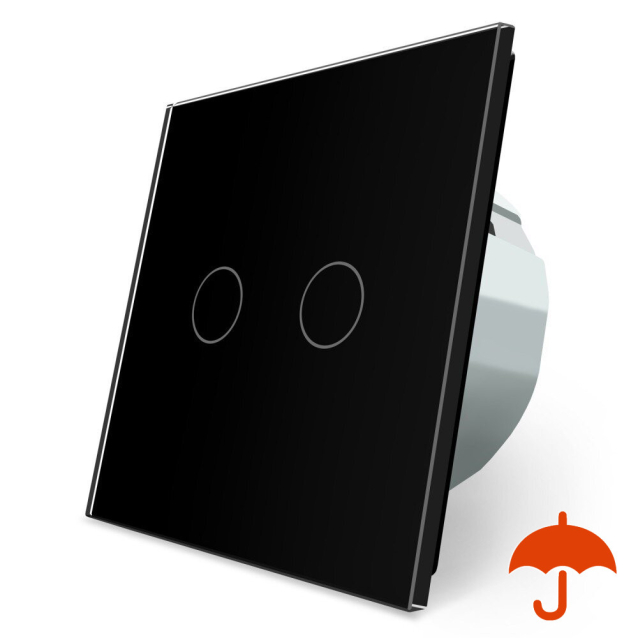 Сенсорный выключатель с защитой от брызг 2 сенсора Livolo черный стекло (VL-C702-IP-12)