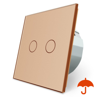 Сенсорный выключатель с защитой от брызг 2 сенсора Livolo золотой стекло (VL-C702-IP-13)