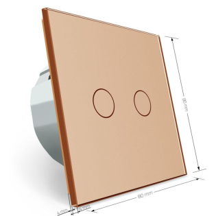 Сенсорный выключатель с защитой от брызг 2 сенсора Livolo золотой стекло (VL-C702-IP-13)