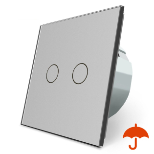 Сенсорный выключатель с защитой от брызг 2 сенсора Livolo серый стекло (VL-C702-IP-15)