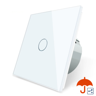 Сенсорный проходной выключатель с защитой от брызг 1 сенсор Livolo белый стекло (VL-C701S-IP-11)