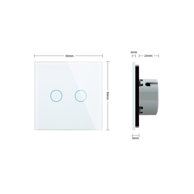 Сенсорный проходной выключатель с защитой от брызг 2 сенсора Livolo белый стекло (VL-C702S-IP-11)