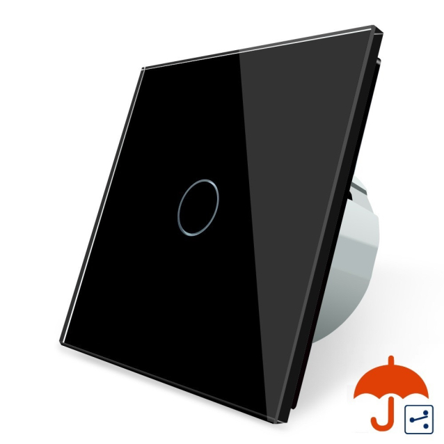 Сенсорный проходной выключатель с защитой от брызг 1 сенсор Livolo черный стекло (VL-C701S-IP-12)