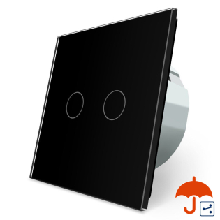 Сенсорный проходной выключатель с защитой от брызг 2 сенсора Livolo черный стекло (VL-C702S-IP-12)