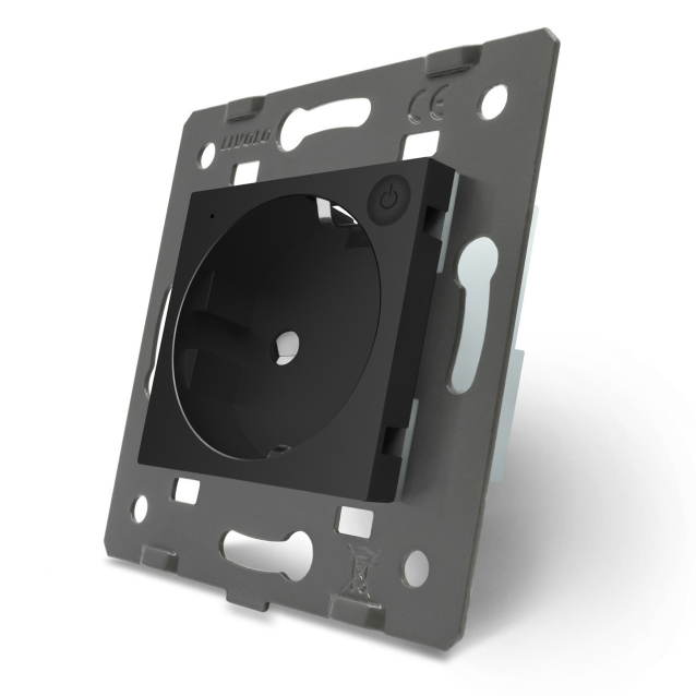 Умный механизм розетка ZigBee с заземлением Livolo черный (VL-FCTC16AZ-2BP)