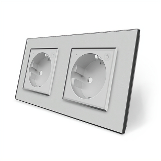 Двухместная умная розетка ZigBee с заземлением Livolo серый (VL-C7FCTC16AZ-4IP)