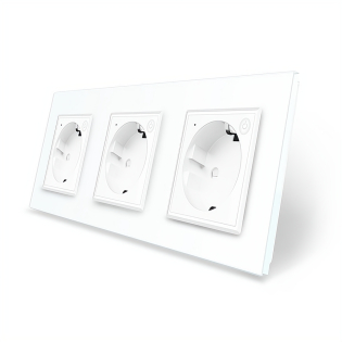 Трехместная умная розетка ZigBee с заземлением Livolo белый (VL-C7FCTC16AZ-6WP)