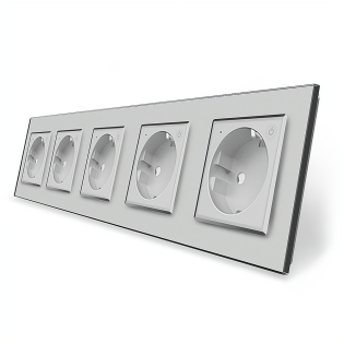 Пятиместная умная розетка ZigBee с заземлением Livolo серый (VL-C7FCTC16AZ-10IP)