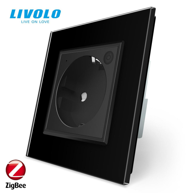 Умная розетка ZigBee с заземлением Livolo черный (704000812)