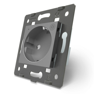 Умный механизм розетка ZigBee с заземлением Livolo серый (VL-FCTC16AZ-2IP)