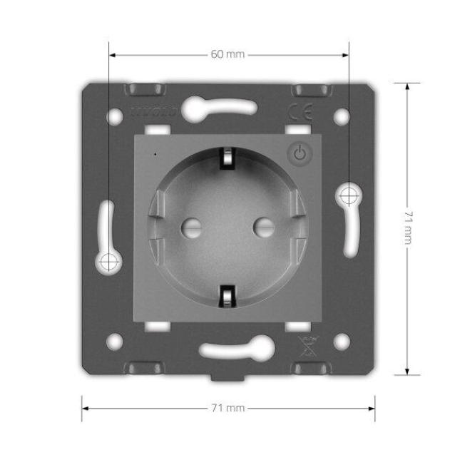 Умный механизм розетка ZigBee с заземлением Livolo серый (VL-FCTC16AZ-2IP)