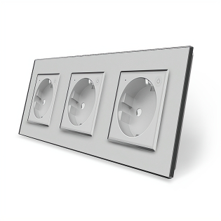 Трехместная умная розетка ZigBee с заземлением Livolo серый (VL-C7FCTC16AZ-6IP)