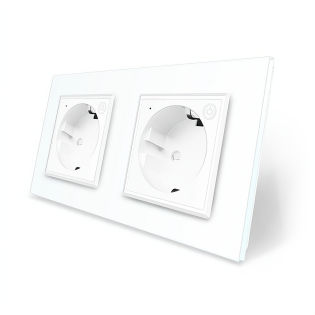 Двухместная умная розетка ZigBee с заземлением Livolo белый (VL-C7FCTC16AZ-4WP)