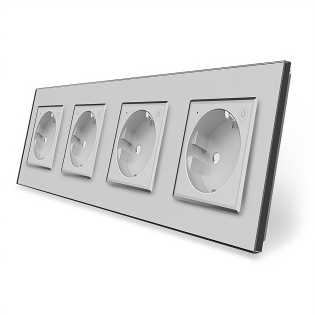 Четырехместная умная розетка ZigBee с заземлением Livolo серый (VL-C7FCTC16AZ-8IP)