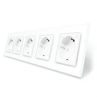 Пятиместная умная розетка ZigBee с заземлением Livolo белый (VL-C7FCTC16AZ-10WP)