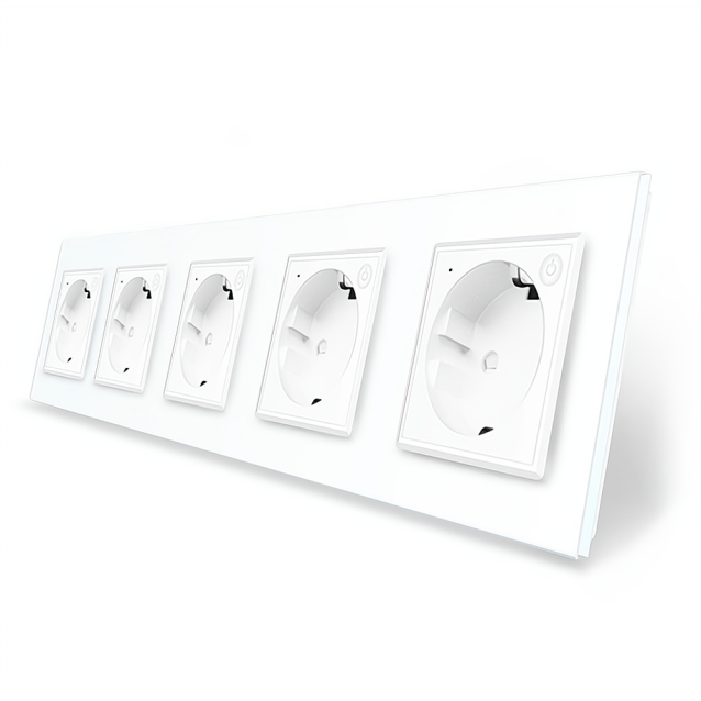 Пятиместная умная розетка ZigBee с заземлением Livolo белый (VL-C7FCTC16AZ-10WP)