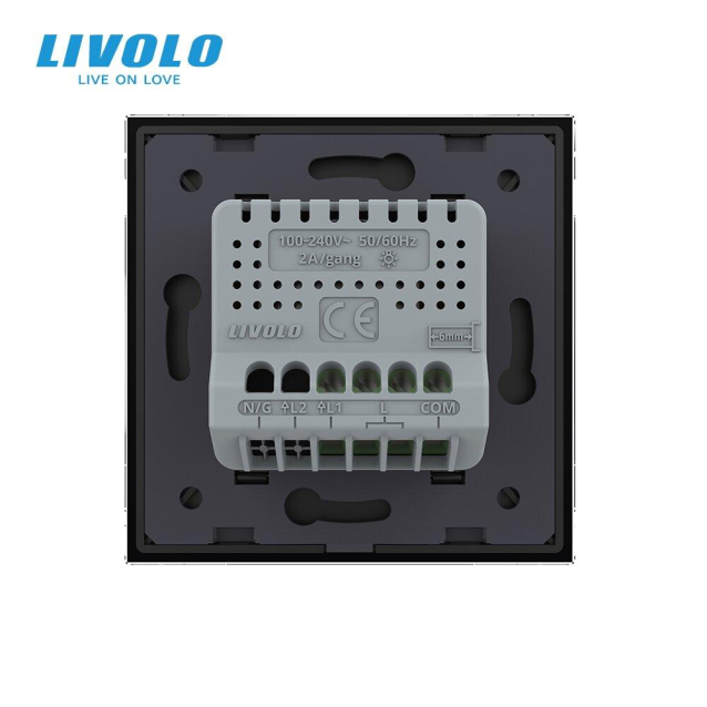 Умный сенсорный проходной диммер Livolo черный ZigBee (VL-C7FC1SDZ-2BP)