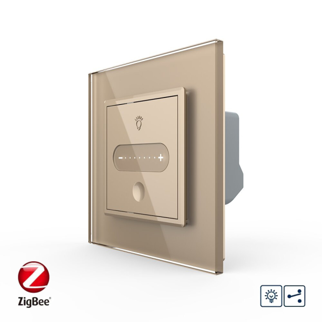 Умный сенсорный проходной диммер Livolo золото ZigBee (VL-C7FC1SDZ-2AP)