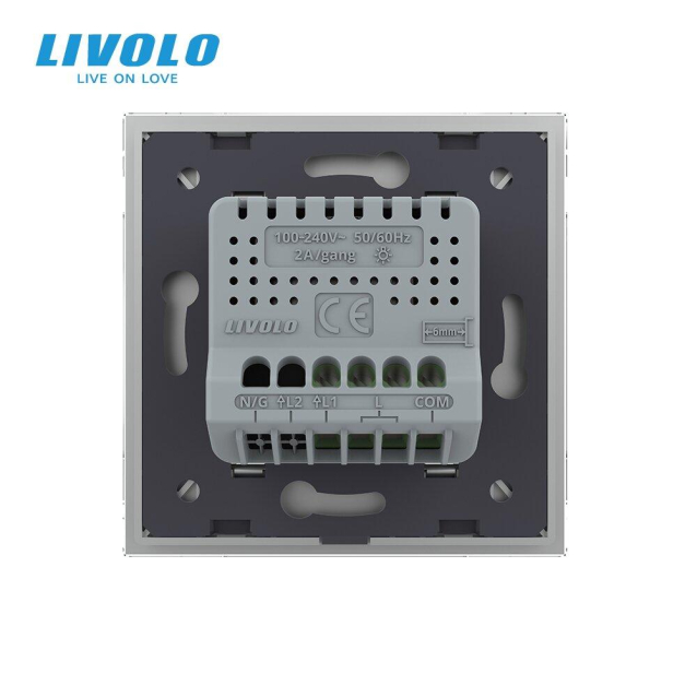 Умный сенсорный проходной диммер Livolo серый ZigBee (VL-C7FC1SDZ-2IP)