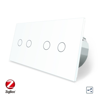 Умный сенсорный проходной выключатель 4 сенсора (2-2) Livolo белый стекло (VL-C702SZ/C702SZ-11)
